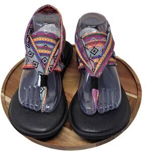 Sanuk Multi-Color Design Ankle Slide On Summer Women's Sandals 9